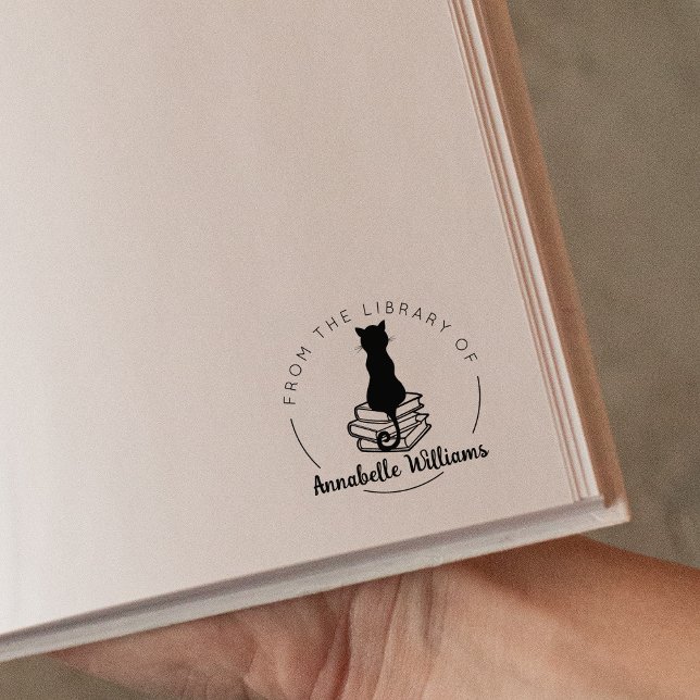 Sello De Caucho Cat Lover de la biblioteca de, libro (Subido por el creador)
