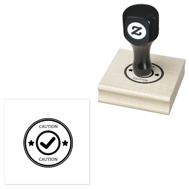 Sello De Caucho CAUTION Text Safety Checks Workplaces Storage Red  (Sellado)