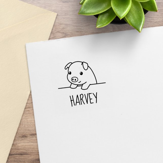 Sello De Caucho Cerdo asomándose 1x1 (Subido por el creador)