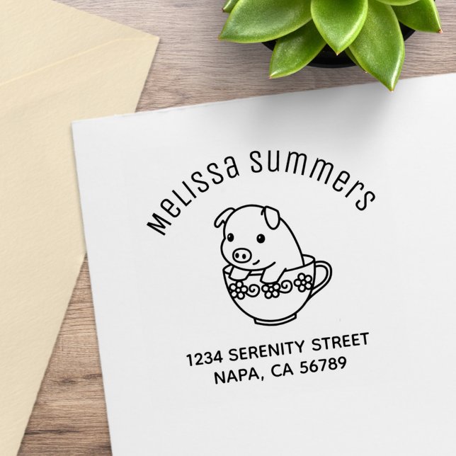 Sello De Caucho Cerdo lechón en una dirección de Arco de Tacup (Subido por el creador)