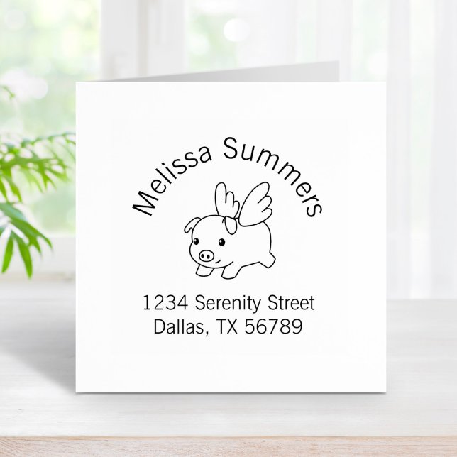 Sello De Caucho Cerdo volador, lechón con dirección de arco de ala (Subido por el creador)