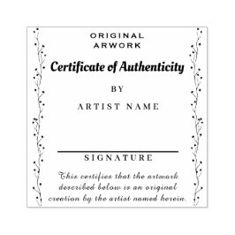Sello De Caucho Certificado floral de autenticidad