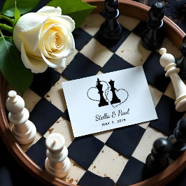 Sello De Caucho Chess King and Queen Pieces Wedding Design