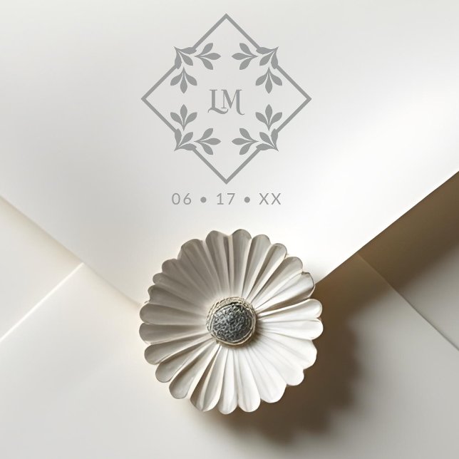 Sello De Caucho Chic Minimalist Wedding Design Botanical Monogram (Chic Minimalist Wedding Design Botanical Monogram and Initials Rubber Stamps. )