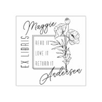Chic Poppies | Placa de Libro Ex Libris con Nombre