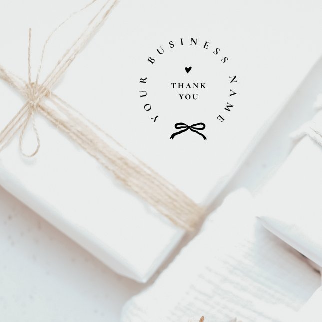 Sello De Caucho Chic Ribbon Round Elegant Business Name Thank You (Subido por el creador)