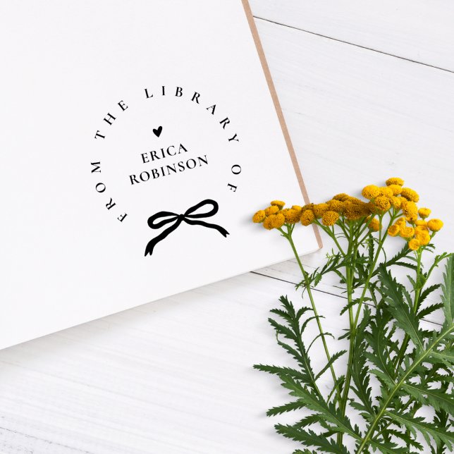 Sello De Caucho Chic Ribbon Round Elegant Library Book (Subido por el creador)