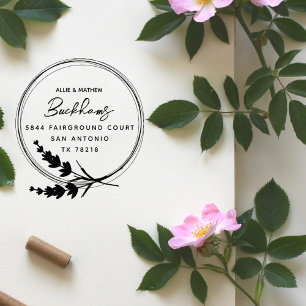 Sello De Caucho Chic Rustic Lavender Married Couple Return Address