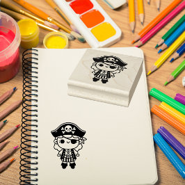 Sello De Caucho Chica de Piratas Adorables Personalizadas