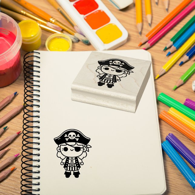 Sello De Caucho Chica de Piratas Adorables Personalizadas (Subido por el creador)
