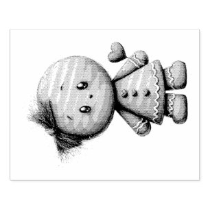 Sello De Caucho Chica grande de pan de jengibre navideño linda