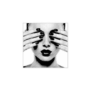 Sello De Caucho Chica Hermosa Señora Maquillaje Uñas Acrílicas