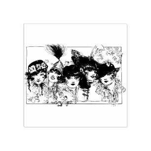 Sello De Caucho chicas de flapor con gorras