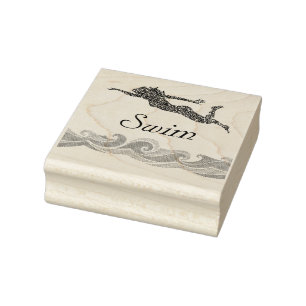 Sello De Caucho Chicas Nadan Estampado De Arte De Madera