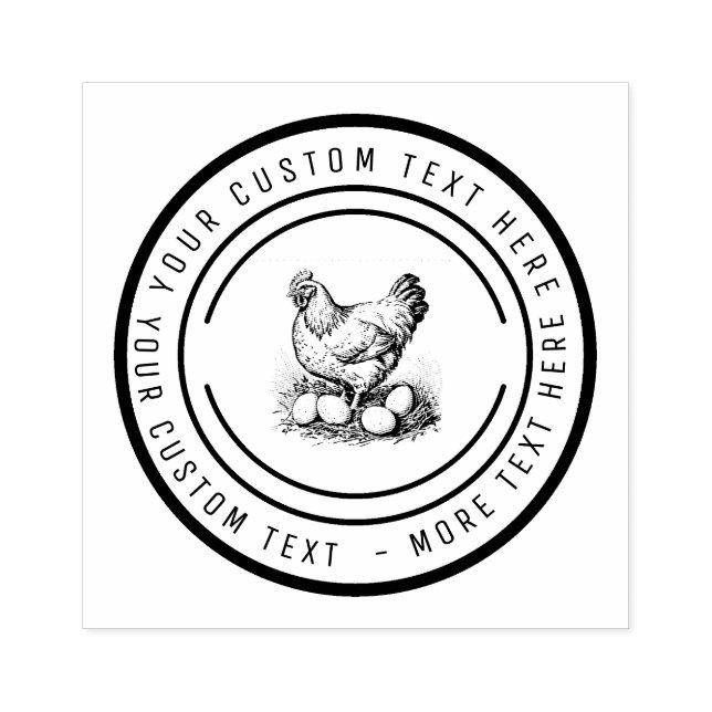 Sello De Caucho Chicken farm fresh eggs carton farmers market (Impresión)