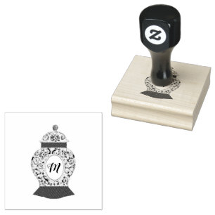 Sello De Caucho Chinoiserie Ginger Jar Monograma