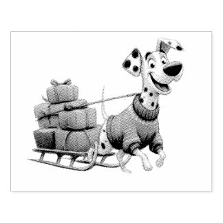 Sello De Caucho Christmas puppy with Sled