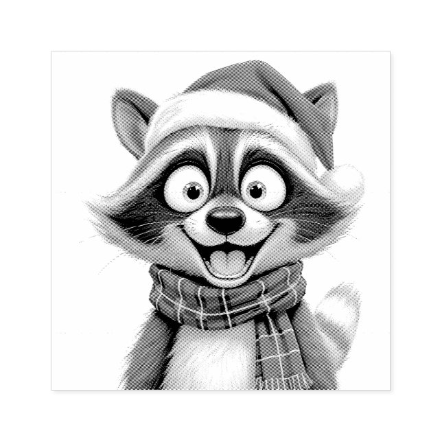 Sello De Caucho Christmas Raccoon (Impresión)