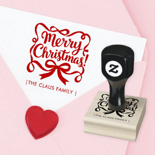 Sello De Caucho Cinta elegante de Navidad con letra caligráfica