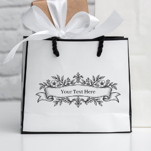 Sello De Caucho Cinta Floral Francesa Vintage con Texto Personaliz