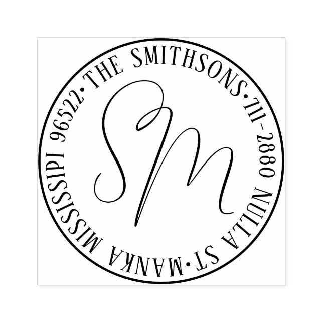 Sello De Caucho Circular de la dirección de devolución de nombre d (Impresión)