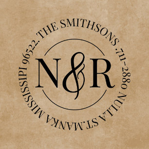 Sello De Caucho Circular de la dirección de devolución del nombre 