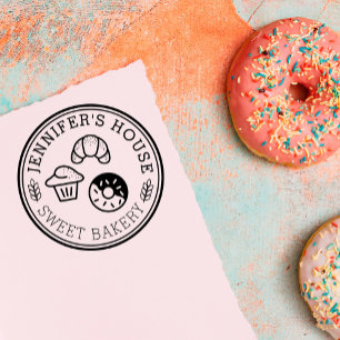 Sello De Caucho Circular del logotipo de panadería casera grande d
