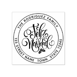 Sello De Caucho Circular Feliz Navidad