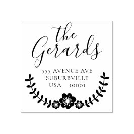 Sello De Caucho Círculo de la familia Wreath Dirección Personaliza