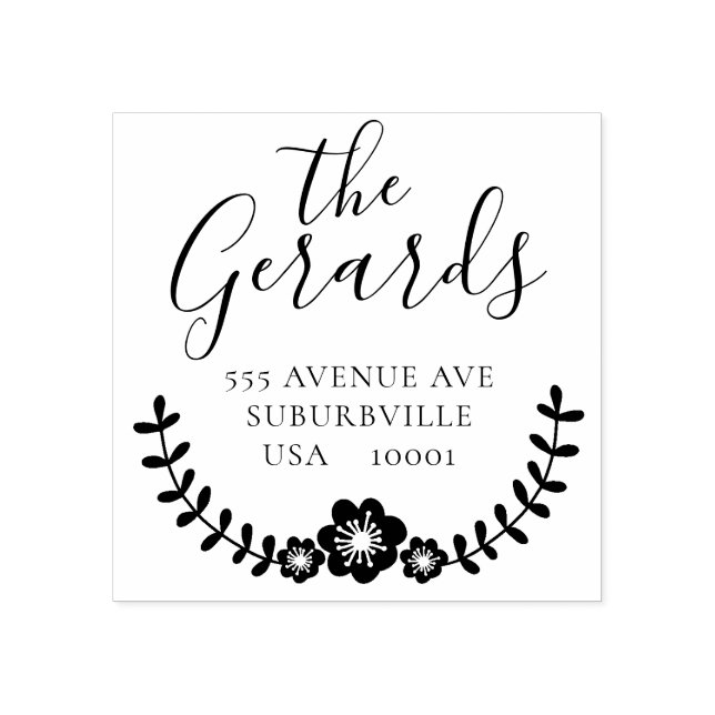 Sello De Caucho Círculo de la familia Wreath Dirección Personaliza (Impresión)