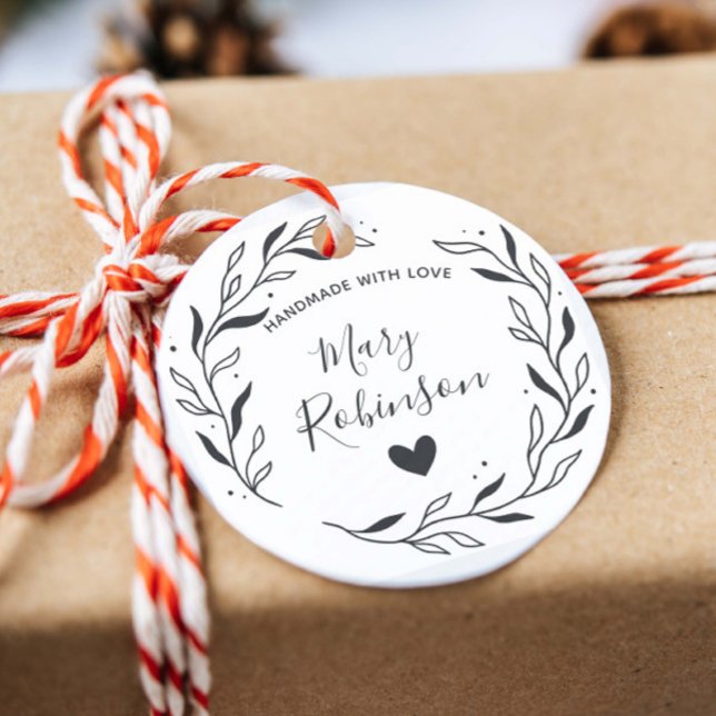 Sello De Caucho Círculo De Leaf Moderno Nombre Personalizado Hecho (Subido por el creador)