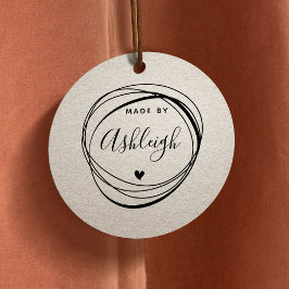 Sello De Caucho Círculo y corazón dibujado a mano de moda hecho po