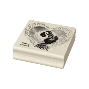 Sello De Caucho cisne negro y cisne blanco