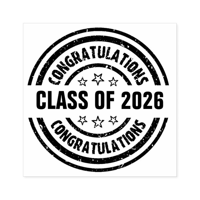 Sello De Caucho Clase de graduación de 2026 (Impresión)