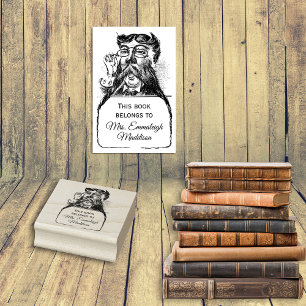 Sello De Caucho Clásico Bibliotecario Gent Vintage Mustache Mascul
