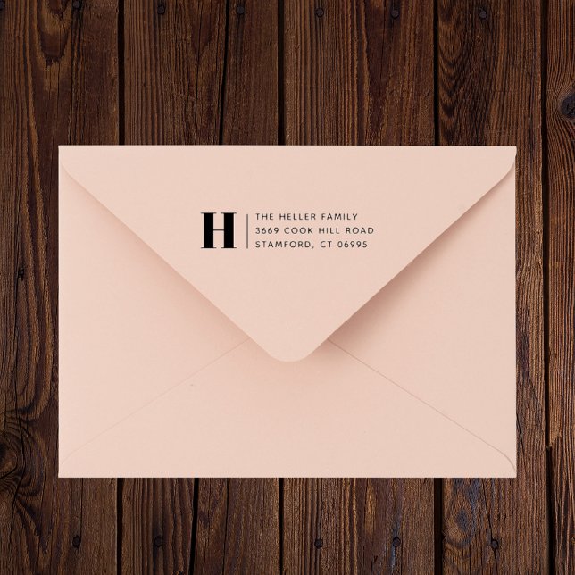 Sello De Caucho Clásico Moderno Monograma Dirección de Devolución  (Modern classic monogram rubber stamp adds timeless style to everyday envelopes.)
