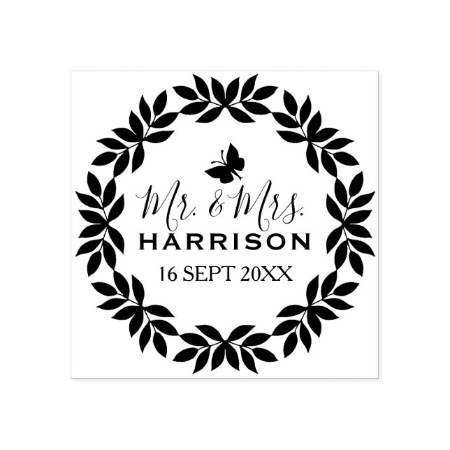 Sello De Caucho Clásico Sr. y la Sra. Boda Date (Impresión)