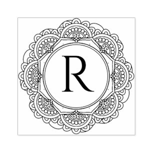 SELLO DE CAUCHO CLASSIC GUAY ORNATE MANDALA PERSONALIZADO SCRIPT M