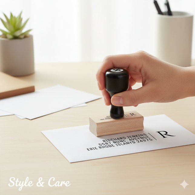 Sello De Caucho Classic Monogram Name Address Stylish Wooden (Classic Monogram Name Address Stylish Wooden Rubber Stamp)