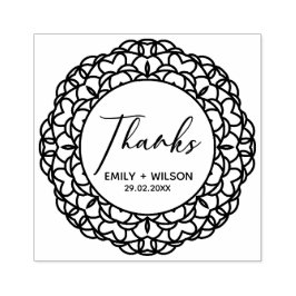 SELLO DE CAUCHO CLASSY ORNATE MANDALA PERSONALIZADO SCRIPT GRACIAS