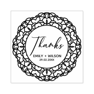SELLO DE CAUCHO CLASSY ORNATE MANDALA PERSONALIZADO SCRIPT GRACIAS
