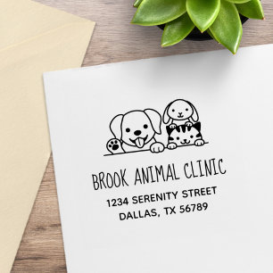 Sello De Caucho Clínica Veterinaria de Animales Dirección Perro Ga