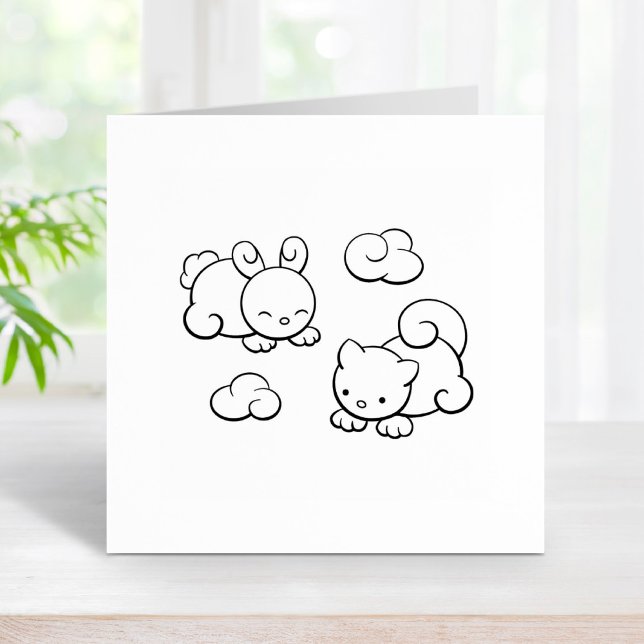 Sello De Caucho Cloud Shapes Bunny Cat (Subido por el creador)