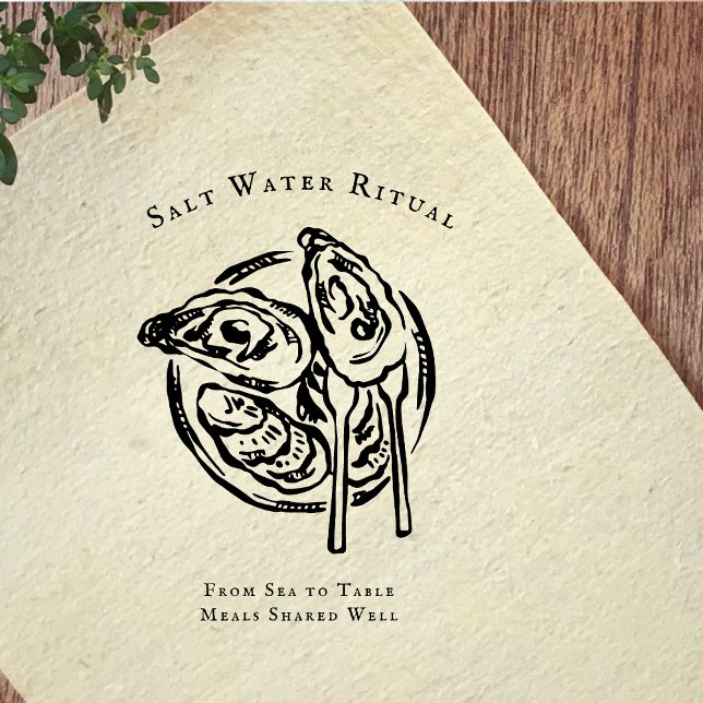 Sello De Caucho Coastal Oyster Illustration Rubber Stamp (Subido por el creador)