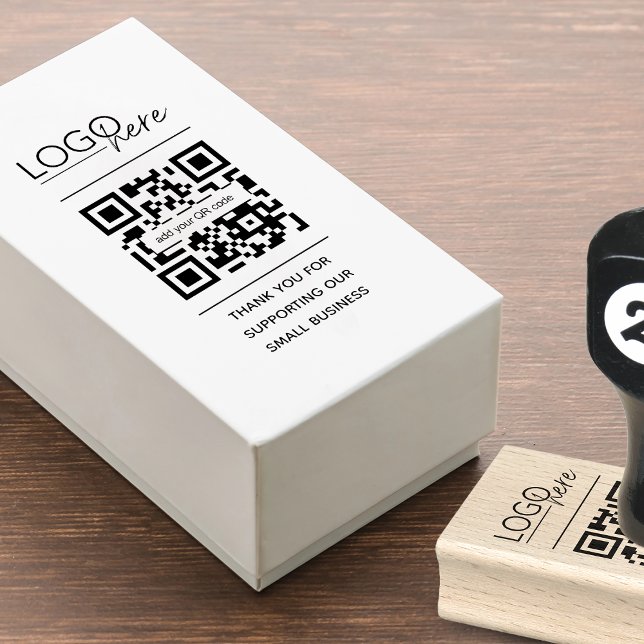 Sello De Caucho Código QR de agradecimiento para pequeña empresa (Small Business QR Code Thank You Rubber Stamp)