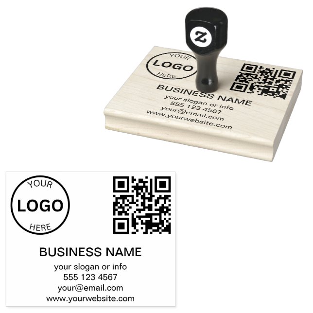 Sello De Caucho Código Qr Logotipo comercial Simple (Sellado)