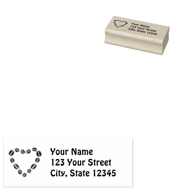 Sello De Caucho Coffee Love Coffee Bean Heart (Sellado)