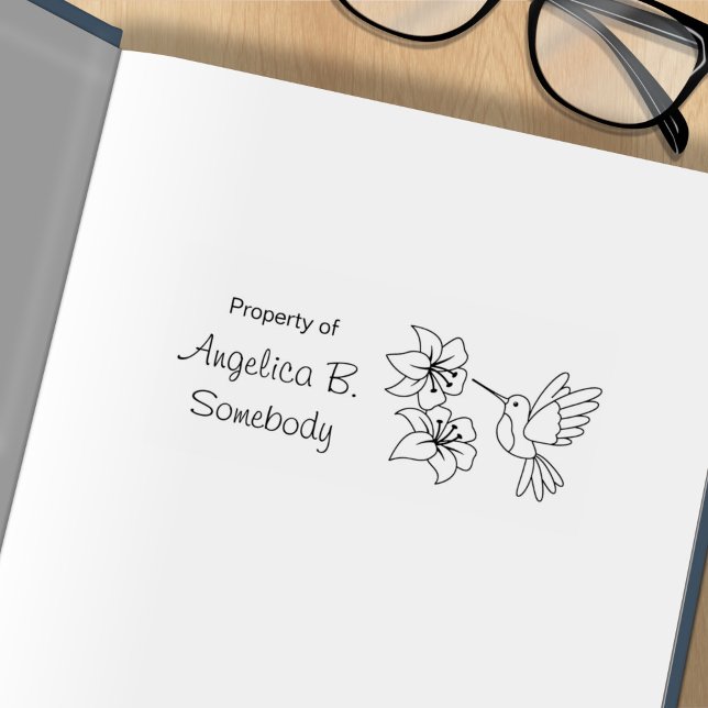 Sello De Caucho Colibrí cerca de Flores - Bookplate (Subido por el creador)