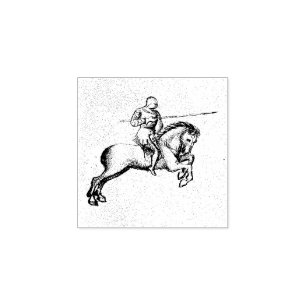 Sello De Caucho Combate ecuestre (manuscrito medieval 1.4)