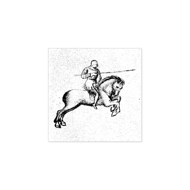 Sello De Caucho Combate ecuestre (manuscrito medieval 1.4) (Impresión)